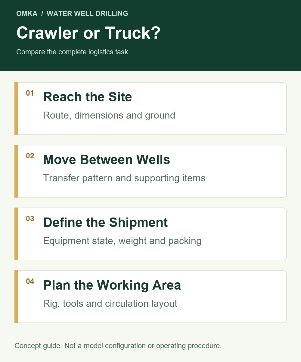 Crawler or Truck?: Reach the Site, Move Between Wells, Define the Shipment, Plan the Working Area
